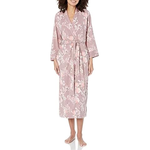 N Natori Women's Lotus Blossom Robe Length 49" Bathrobe, Nude, Large Cover