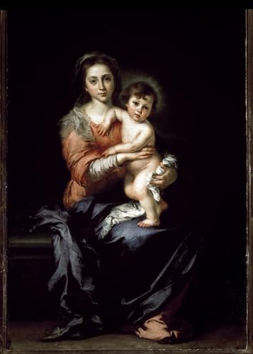 Póster de lienzo Lady col Bambino de Murillo en alta definición para salones elegantes