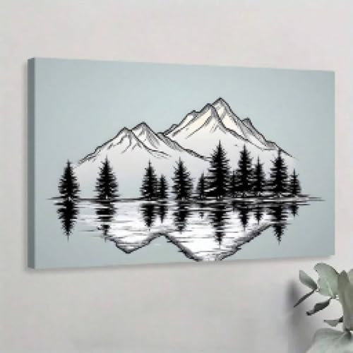 Impression sur toile de montagne 2D rétro décoration murale salon 40x60cm avec cadre