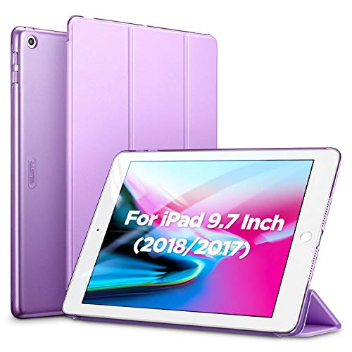 ESR Yippee Trifold Smart Case for iPad 9.7 2018/2017[A1822, A1823,A1893,A1954], Lightweight Smart with Auto Sleep/Wake, Hard Back Cover for iPad 9.7 iPad 5th / 6th Generation, Lavender