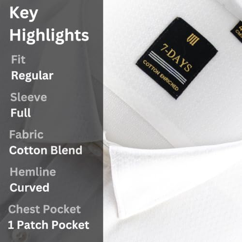 Image of 7-DAYS Premium Men's Formal Shirts - Cotton Rich, Textured Self-Design, Full Sleeve, Regular Fit, Wrinkle Resistant, with Pocket - Perfect for Office