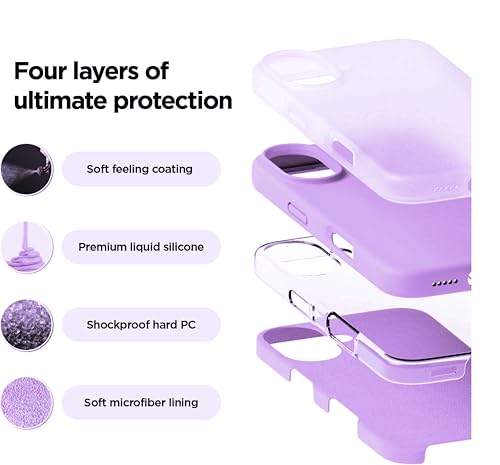 Image of SBMS Silicone Case for iPhone 17 6.3-Inch, Silky-Soft Touch Full-Body Protective Phone Case, Shockproof Back Cover for iPhone 17 (Lite Purple)