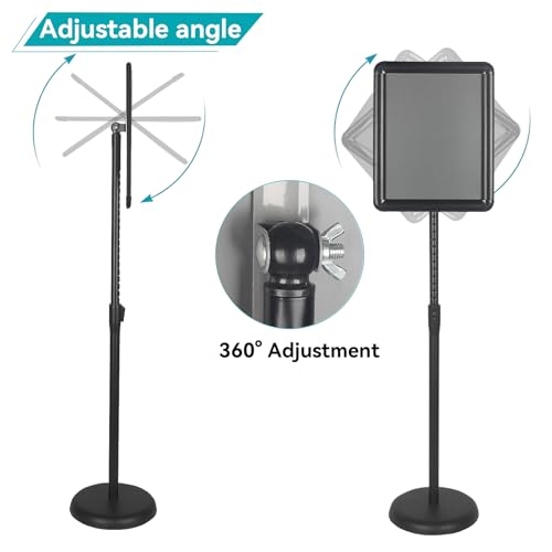 Sign Stand Holder Adjustable Sign Holder Standing Floor Poster Stand for 8.5x11 inches,Both Vertical & Horizontal View Displayed,Snap-Open Frame with Round Safety Corner for School Church Business Show,Black by HUAZI - Image 5