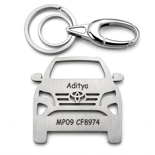 Image of Personalized Stainless Steel Key Chain /Key Ring | Durable, Compatible with All Models | Customized Car Number Plate | Ideal Gift for Him (Silver)