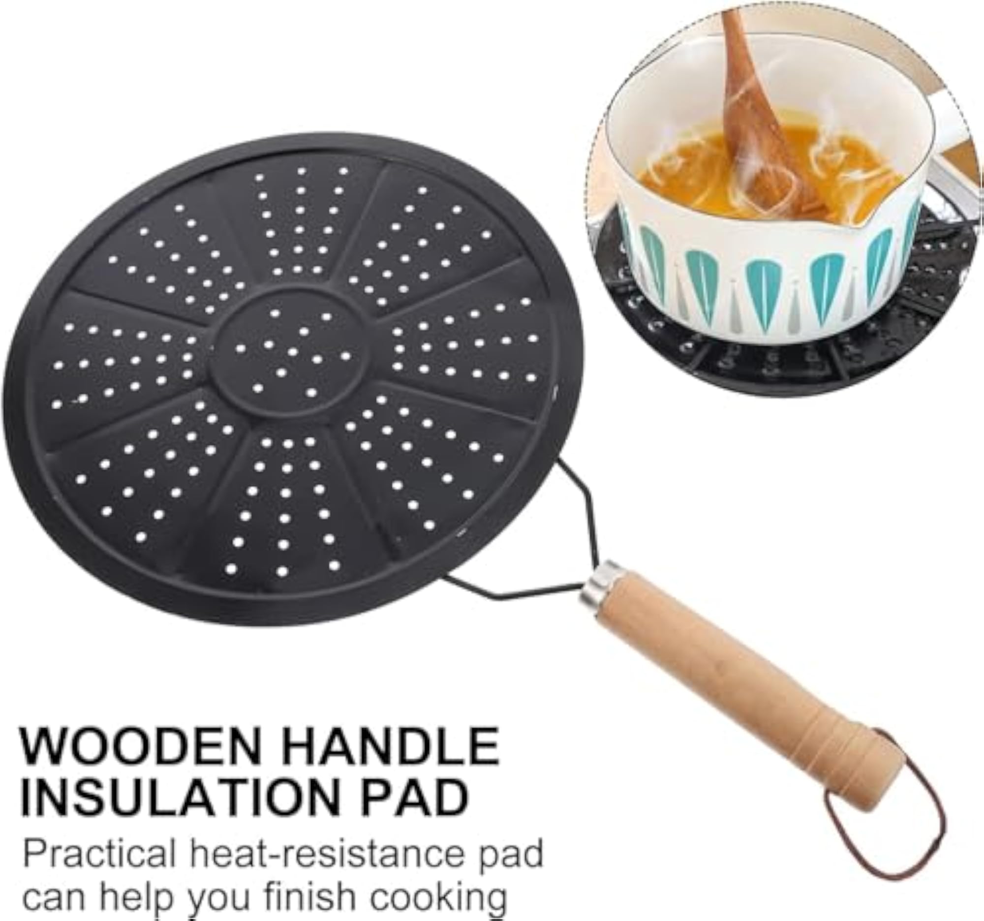 Simmer Ring Plate Stainless Steel with Wooden Handle