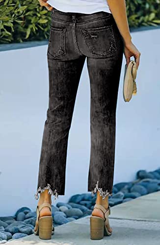 Necooer Womens Flare Jeans Classic Stretch Raw Hem Flare Bell Bottom Denim Jeans Pants3