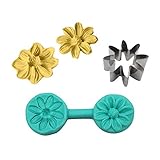 ART KITCHENWARE Sugar Paste Flower Veiner and Stainless Steel Cutters Set Daisy Veining Molds...