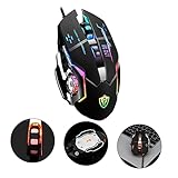 KICHOUSE シー属製発光ゲーミングマウス 人間工学に基づいた快適デザイン オフィス作業やゲームプレイに適用 高解像光学センサー搭載 黒色