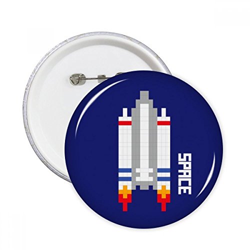 Badge fusée espace univers pixel rond pin's multicolore décoration textile S