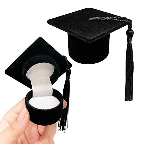2 unidades para sombrero de doctor,caja de regalo de graduación,regalo de graduación,sombrero de doctor,caja de anillo única, para graduación,boda,cumpleaños, vacaciones (negro)