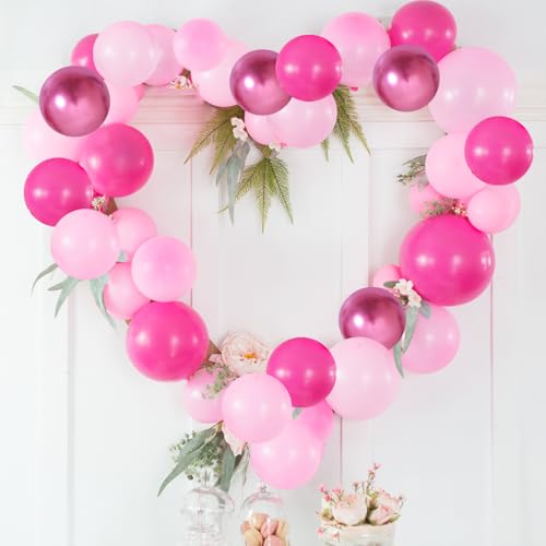 Image of Metallic Pink Balloons, 70-Pack Pink Balloons for Birthday Princess Wedding