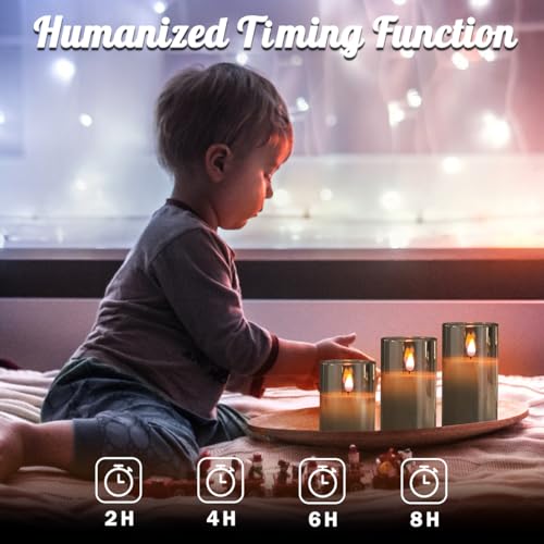 NICE POINT LED Flameless Candle,Rechargeable Flashing Pillar Real Wax Candle with Remote Control and Timer - Image 3