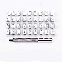26 PCS Capital Leathercraft Metal Letter Stamps Punch Set, 1/46mm Steel Printing Punch Alphabet Letter Stamp Tool Capital Letters Printing Copper with A Pole,DIY Kit