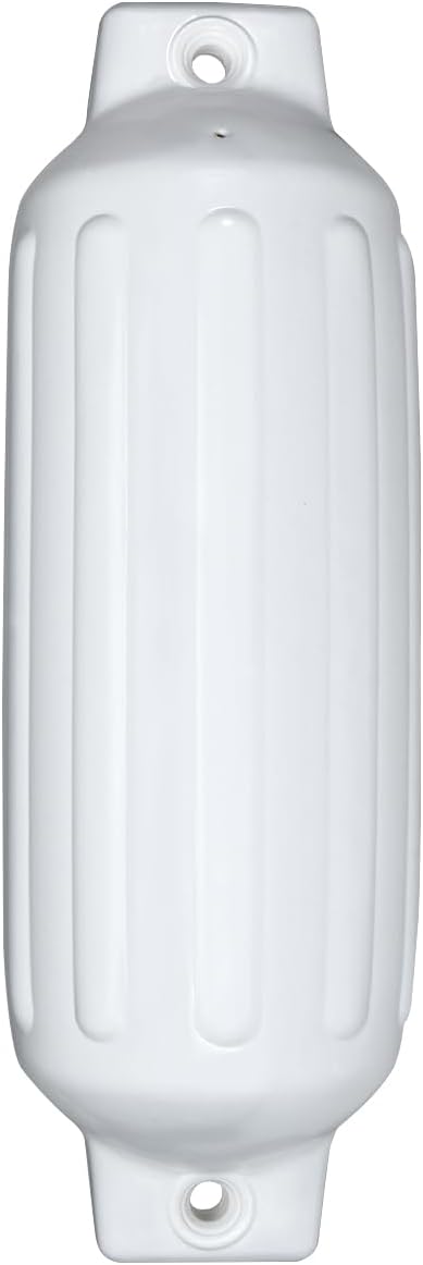 COSTWAY 4 X Black/Navy/White Boat Fenders, 5.5" x 20" Ribbed Twin Eyes Boat Fenders, Inflatable Boat Bumper Set for Pontoon Boat, Sailboat and Speedboat