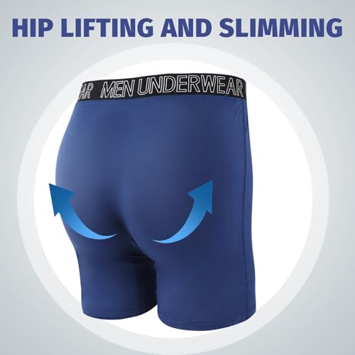 Men’s Boxer Briefs V-string Underwear Men’s Long Briefs Plus Size Comfortable Soft Breathable 4 Packs3