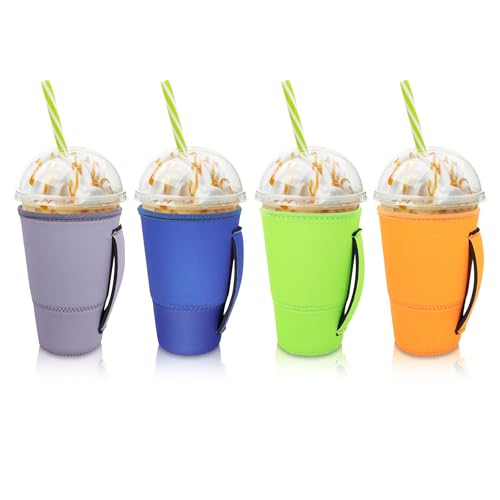 AJLTPA 4Pack Iced Coffee Sleeve With Handle, 30-32oz, Classic Color