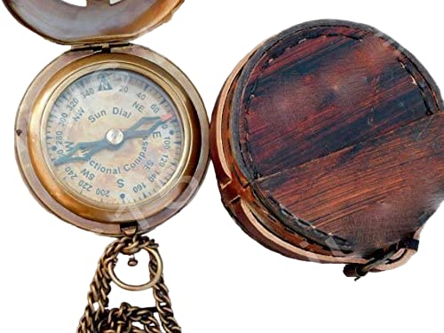 Brass Sundial Compass - Push Open Compass - Steampunk Accessory – Unique Gift for Men - Beautiful Handmade Gift - Sundial Clock – Sun Clock – Steampunk Clock for Him - Antique Decor