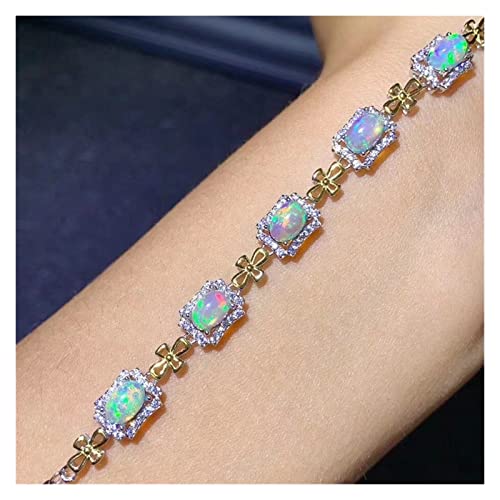 Bracelet en opale naturelle argent 925, bijou main classique pour fille et femme