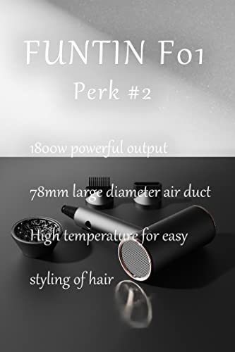 Funtin Hair Dryer, Blow Dryer With Diffuser Brush Comb For Women 4C Thick Curly Hair 1800W-Professional Black #TOP5