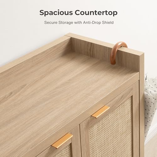 SICOTAS Shoe Cabinet, 24 Pair Shoe Storage Organizer Cabinet, Rattan Doors — view 4
