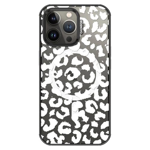 MOSNOVO for iPhone 13 Pro Case for MagSafe, White Leopard Print, Black