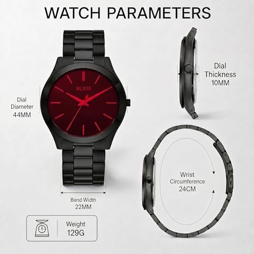 Image of BUREI Men's Wrist Watch, Analog Stainless Steel Dress Waterproof Quartz Watch for Men with Japanese Movement,Refined Gifts for Men, Boyfriend, Husband, Dad