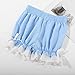 Girls Lace Trim Athletic Shorts Casual Summer Beach Shorts Elastic Waist Chiffon Shorts for Kids 4-16 Years Blue