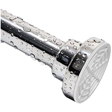 Extendable Shower Curtain Tension Rail Telescopic Shower Curtain Rod Stainless Steel No Drilling Shower Curtain Pole for Bathroom, Kitchen, Closet, Hanging Pole No Tool Require 155-260cm Cover