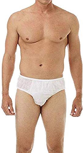 Men's Cotton Disposable Panties (Pack of 10) (Dispo Men Panties_M_10_White_Medium)