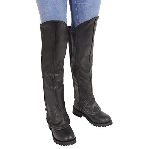 Milwaukee Leather LKL6755 Women's Black Leather Knee High Half Chaps with Zipper Entry - Large/X-Large