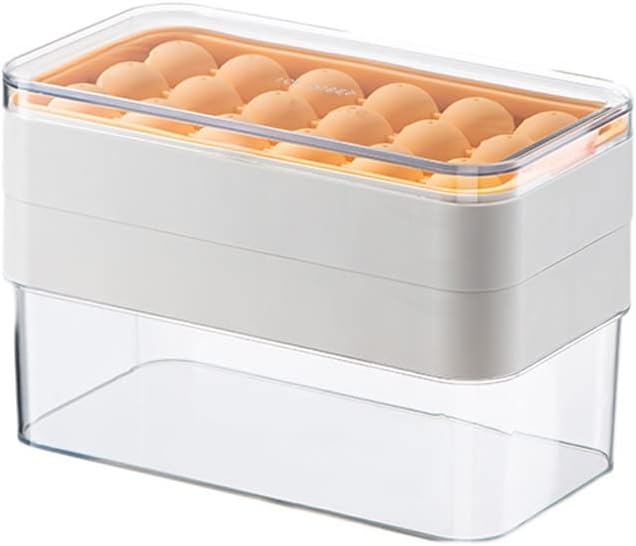 Ice Cube Mold, Large Capacity Ice Tray, Household Freezer Ice Box, Refrigerator Freezer Ice Cube Mold W/Lid/Green (White)