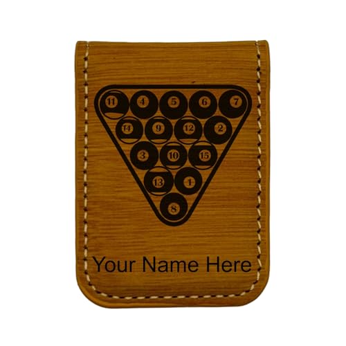 LaserGram Slim Magnetic Money Clip, Billiard Balls, Personalized Engraving Included (Bamboo)