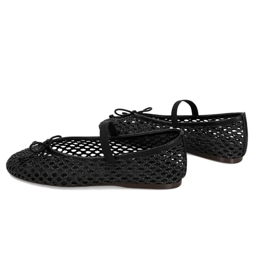 Image of ZJGZF Woven Ballet Flats for Women Cute Raffia Mary Janes Bow Elastic Strap Summer Straw Comfortable Casual Dressy Shoes