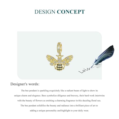 Dijes de abeja en plata de ley 925 y oro para pulseras 4