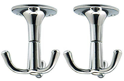 Image of Gas N Pow3r Wardrobe Ceiling Robe Coat Hook Rotating 3 Hooks Polished Aluminium Finish x2