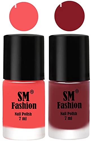 Image of Long Lasting Nail Polish | Nail Paint Combo 7 ml Each) - Set of 2 Light Pink-Plum