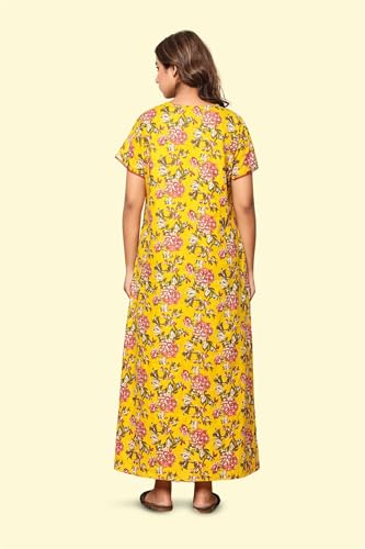 Image of NIHSAMAH Cotton Nighty for Women - Printed Stylish Night Gown, Comfortable Sleepwear Long Nightwear, Maxi