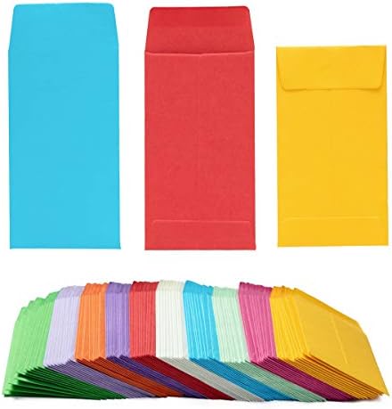 100 Pack Colorful Money Envelopes Budget Envelopes #7 Coin Envelope for Cash, Budgeting, Check, Gifts Cards(3.5×6.5 inch)