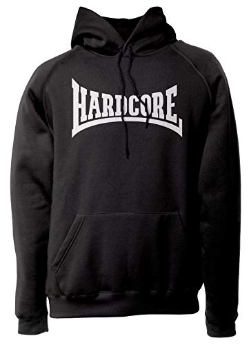 LaMAGLIERIA Sudadera Unisex Hardcore - White Print - Sudadera con Capucha Punk Rock, M, Nero