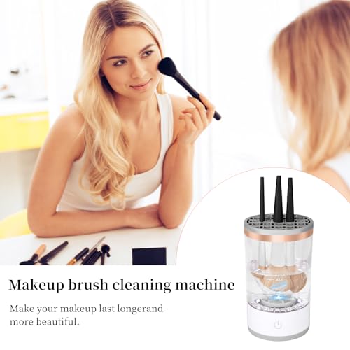 MOODTALK Limpador de pincel de maquiagem elétrico multifuncional - automático, limpador e secador de