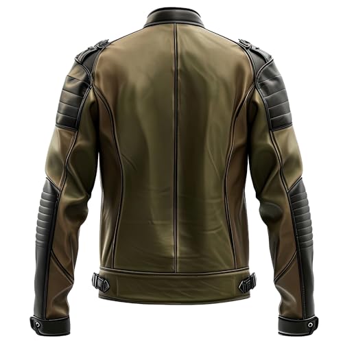 Chaqueta biker hombre verde oliva y negro miniatura 5