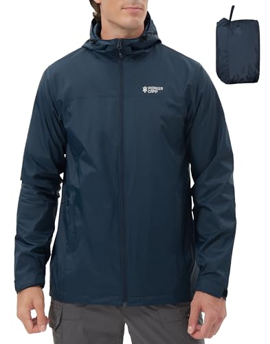 Image of Pioneer Camp Men's Rain Jacket Waterproof with Hood Lightweight Packable Raincoat Rain Shell for Outdoor Hiking Travel