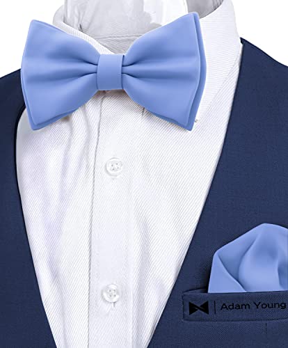 Image of Men's Bow Ties with Handkerchief Pre-Tied Style Formal Satin Classic Bowtie for Tuxedo Faux Silk
