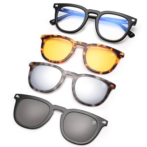 Dollger Magnetic anti-blue light glasses, round magnetic sun lenses, anti-glare computer glasses for men and women