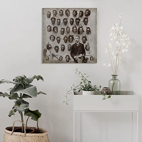 Posters Businessman Selling Human Heads Halloween Black And White Wall Art Vintage Human Head Posters Horror Canvas Wall Art Prints For Wall Decor Room Decor Bedroom Decor Gifts 28X28Inch(70X70Cm) Fra #TOP3