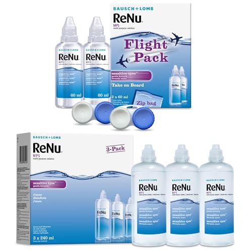 ReNu Bundle, Multi-Purpose Contact Lens Solution, 3X 240ml, and Flight Pack, 2X 60ml, for Soft Contact Lenses for Comfortable Wear, Clean, Disinfect, Rinse, Lubricate and Store Your Lenses