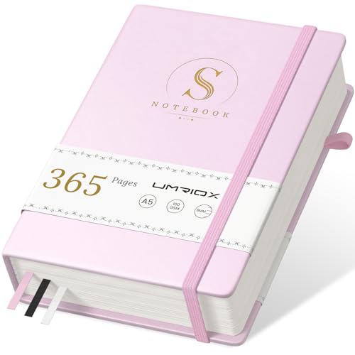 Umriox Notizbuch A5 Liniert,365 Seiten Tagebuch f&uuml;r Erwachsene,Hardcover Journal mit 100gsm Dickem Papier,Notizblock f&uuml;r Arbeit,Studium, Schreiben,Reisen - 14.5x21cm Rosa