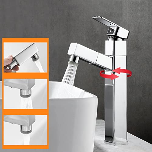 Robinet mitigeur de lavabo avec douchette extractible et bec orientable multi-usage - 4