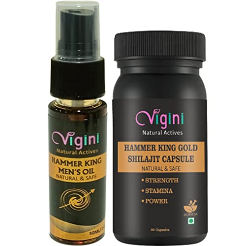 Vigini Natural Hammer King Gold Shilajit Ayurvedic Capsule Increase Strength Stamina Performance Power Energy Booster & Long Time Delay Massage Oil Titan Growth Wellness John Feel Tiger for Men 30ml Vigini Natural Hammer King Gold Shilajit Ayurvedic Capsule Increase Strength Stamina Performance Power Energy Booster & Long Time Delay Massage Oil Titan Growth Wellness John Feel Tiger for Men 30ml
