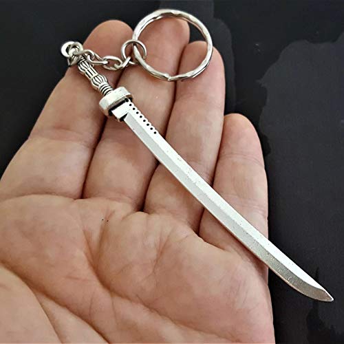 VAWAA Samurai Espada Llavero Inspirado por Walking Dead Michonne Zombie Katana Espada Pendent Key Llavero Cadena 30